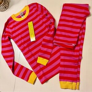 Hanna Andersson Striped Red and Pink Kids Pajamas size 150